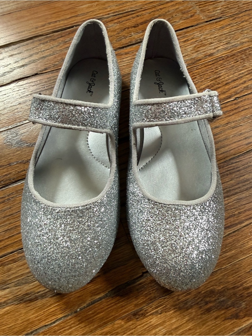 Toddler Silver Glitter Mary Jane Flats with Strap